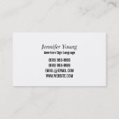 ASL, Carte de visite de langue des signes (Dos)