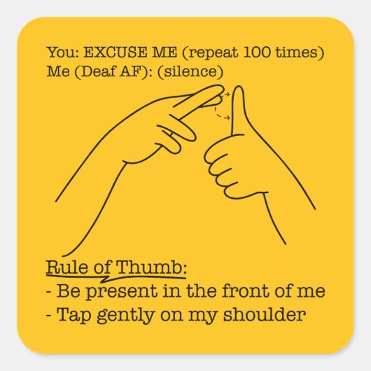 ASL Design - Rule of Thumb Vierkante Sticker (Voorkant)