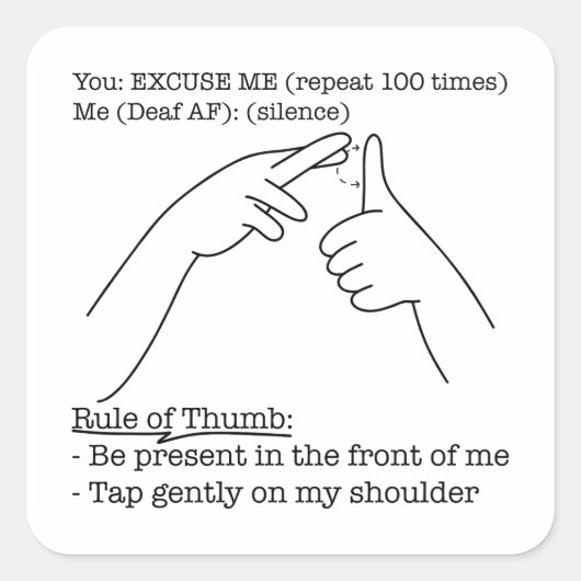 ASL Design - Rule of Thumb Vierkante Sticker (Voorkant)