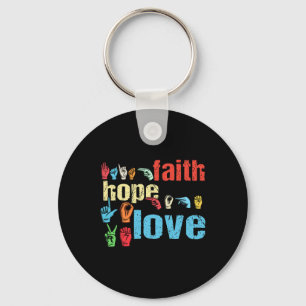 ASL Faith Hope Love American Sign Language Christi Sleutelhanger