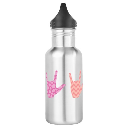 ASL Gebarentaal Ik hou van je met Patterns Design Waterfles (Links)