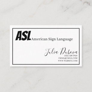 ASL, gebarentaal, vertaler, Visitekaartje