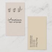 ASL, gebarentaal, vertaler, Visitekaartje (Voorkant / Achterkant)