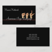 ASL, gebarentaal, vertaler, Visitekaartje (Voorkant / Achterkant)