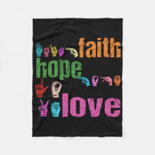 Asl Geloof Hoop Liefde Amerikaanse Gebarentaal Chr Fleece Deken