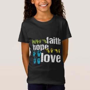 ASL Geloof Hoop Liefde Kleurrijke Amerikaanse Geba T-shirt