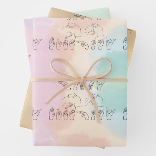 ASL Gelukkige Verjaardag/Handtekens en Vinger Spel Inpakpapier Vel (In situ)