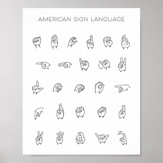 ASL Grafiek Amerikaanse gebarentaal Poster (Voorkant)
