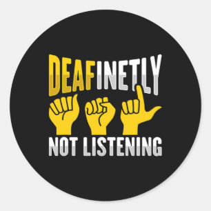 ASL Handgebaar Doof Gehoorverlies Bewustzijn 3 Ronde Sticker