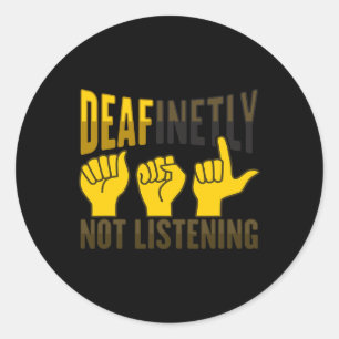 ASL Handgebaar Doof Gehoorverlies Bewustzijn 7 Ronde Sticker