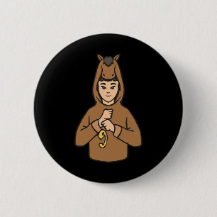 ASL Handgebaar Doof Gehoorverlies Bewustzijn Jonge Ronde Button 5,7 Cm