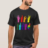 ASL Hands - Rainbow Resistance Message T-shirt (Voorkant)