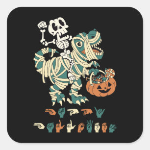 ASL Happy Halloween II - Schattige Spooky Seizoen Vierkante Sticker