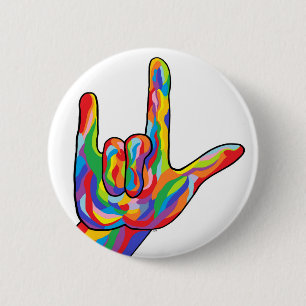 ASL I hou van je BOLD COLOR Ronde Button 5,7 Cm