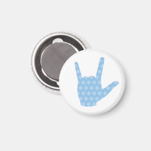 ASL I Love You Blue Dots Signal Language Magnet (Recto/Verso)