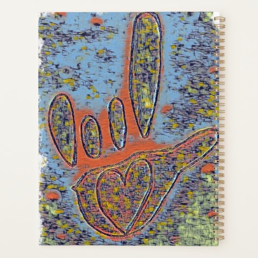ASL I Love You Contemual in Blue Planner (Achterkant)