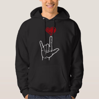 ASL I Love You Hand Heart American Sign Hoodie