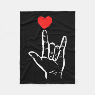 Asl I Love You Hand Heart Amerikaanse Gebarentaal  Fleece Deken