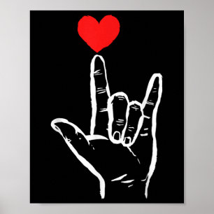 Asl I Love You Hand Heart Amerikaanse Gebarentaal  Poster
