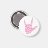 ASL I Love You Pink Hearts Sign Language Magnet (Recto/Verso)