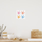 ASL I Love You Sign Language Pattern Poster (Keuken)