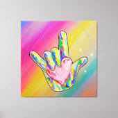 ASL I LOVE YOU Teken met hart Canvas Afdruk (Voorkant)