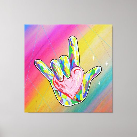 ASL I LOVE YOU Teken met hart Canvas Afdruk (Voorkant)