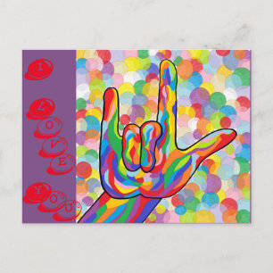 ASL I Love You with Bubble Background Briefkaart