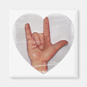 ASL "IK HOOP VAN JE" HEART SHAPE #2 MAGNEET