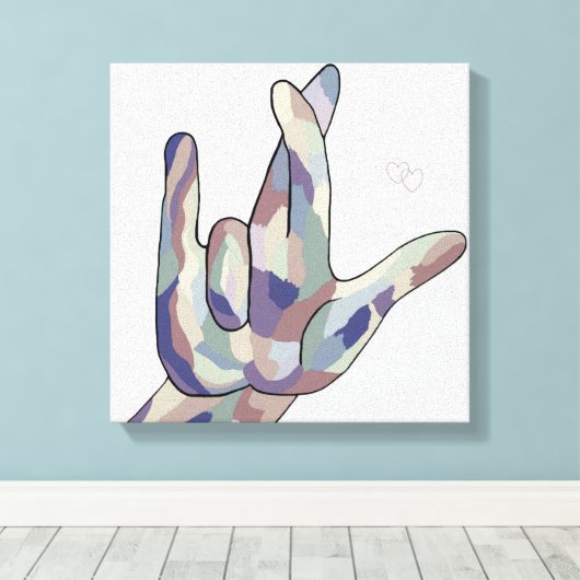 ASL Ik hou echt van je denim Canvas Afdruk (Insitu (Houten vloer))