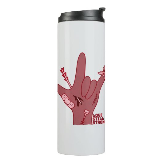 ASL ILY Design - Love Wounded But Still Strong Thermosbeker (Gedraaid links)