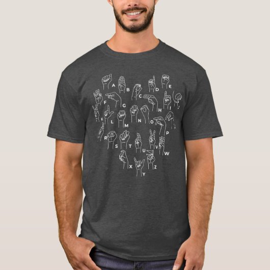 ASL ILY Heart Sign Language Interpreter Deaf ASL T-shirt (Voorkant)