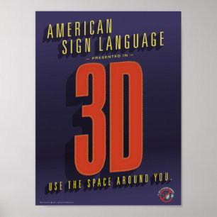 ASL in 3D. Een klaslokaal poster. Poster