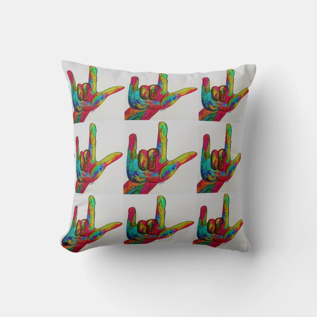 ASL je t'aime, je t'aime, JE T'AIME coussin (Recto)