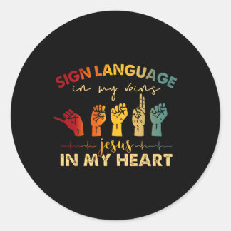 ASL Jezus Christus Gebarentaal in Mijn Aderen Jezu Ronde Sticker