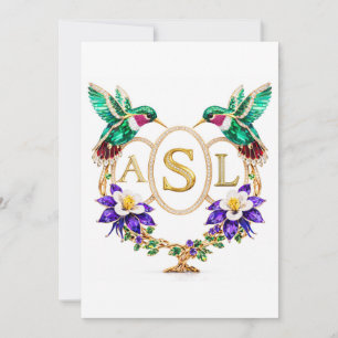 ASL Kolibrie Huwelijk Aangepaste Letters CO Kaart