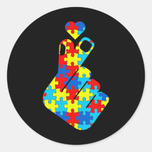 Asl Koreaans Liefde Gebarentaal Autisme Bewustzijn Ronde Sticker