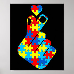 ASL Koreaanse liefde gebarentaal Autisme Bewustzij Poster