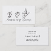ASL, Langue des Signes, Traducteur, Carte de visit (Devant / Derrière)