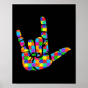 ASL Liefde Gebarentaal Autisme Awareness Ondersteu Poster