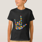 ASL Liefde Gebarentaal Autisme Awareness Ondersteu T-shirt (Voorkant)