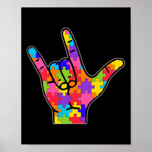 Asl Liefde Gebarentaal Autisme Cadeau Bewustzijn O Poster