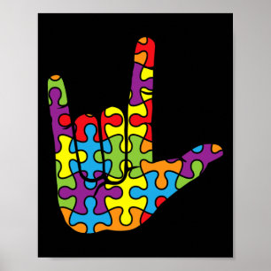 Asl Liefde Gebarentaal - Autistische Puzzel Autism Poster