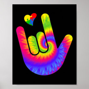 ASL Liefde Gebarentaal Hand Autisme Bewustzijn Har Poster