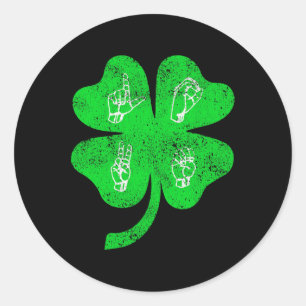 ASL Liefde Gebarentaal St Patrick's Day Deaf Aware Ronde Sticker