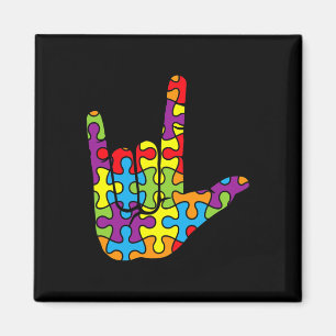 ASL Liefde Taal Autistische Puzzel Autisme Awar Magneet