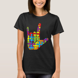 ASL Liefde Taal Autistische Puzzel Autisme Awar T-shirt