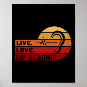 ASL Live Love Lip Lezen Gebarentaal Doof Bewustzij Poster