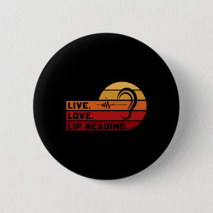 Asl Live Love Liplezen Gebarentaal Dove Bewustzijn Ronde Button 5,7 Cm