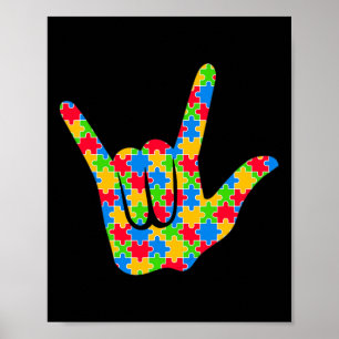 ASL Love Gebarentaal Autisme Bewustzijnsondersteun Poster